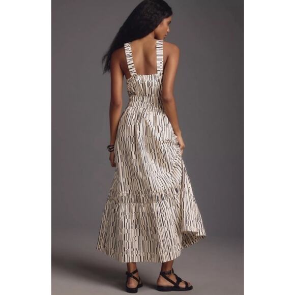 Anthropologie Somerset Black and White Tiered Maxi Halter Sundress Size XS - Picture 3 of 11